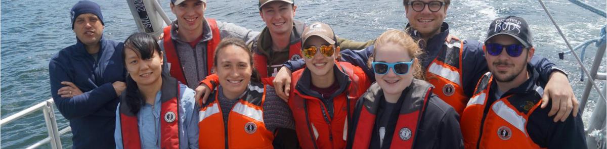 Ocean engineering students on boat