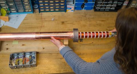 Physics major student in physics instrument lab