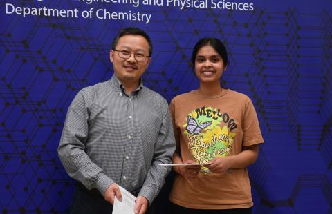 Gonghu Li and Mahalakshmi Thiyagarajan at the 2024 Chemistry Awards Ceremony