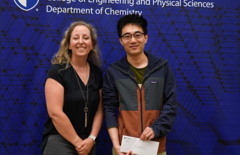 Christine Caputo and Yibo Zhang at the 2024 Chemistry Awards Ceremony