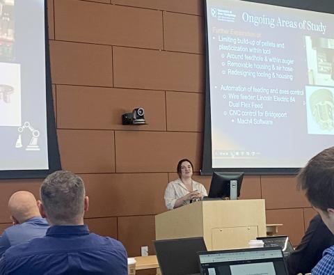 Cordi Norris presents on friction stir additive manufacturing