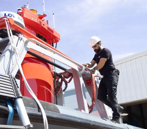 Exail Employee Working on Surface Vessel
