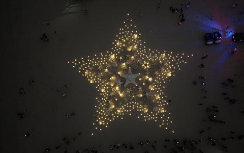 Concrete Reef on Beach at Night