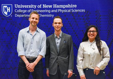 Prof. Marc Boudreau presents the Mr. & Mrs. Morris Locke Award to Michael Moheban and Siran Cinar