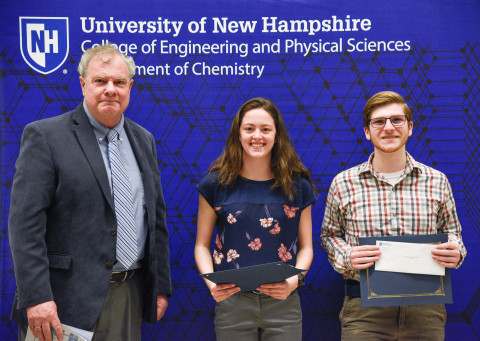 Prof. Johnson presents the Kenneth K. Andersen Award to Amina Gusic and Michael Miller