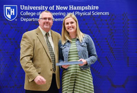 Prof. and Chair Glen Miller presents the ACS HACH Award to Amanda Gaudreault