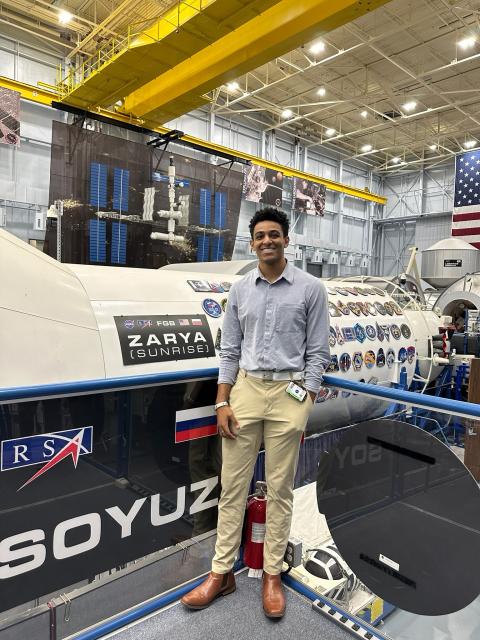 Mechanical engineering student Nick Olibrice at internship at NASA