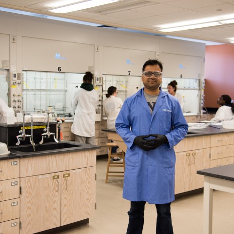 Faruk as a TA in the lab