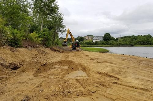 Site work during coastal restoration efforts