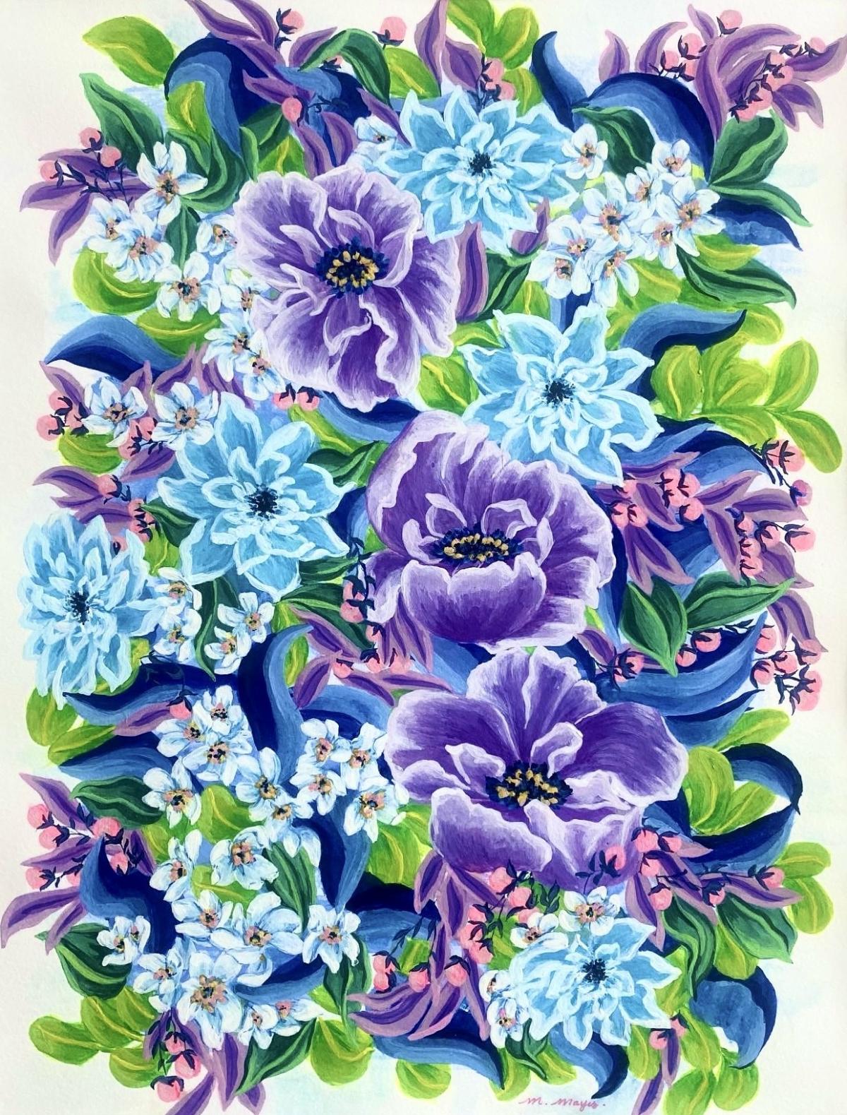 A floral gouache painting by Madeline.